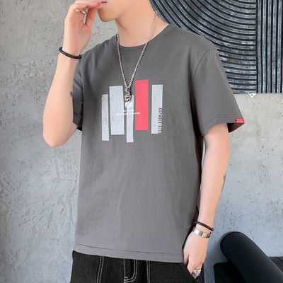 Ανδρικό μπλουζάκι νέο μοντέλο με τύπωμα και κοντά μανίκια - τρία χρώματα