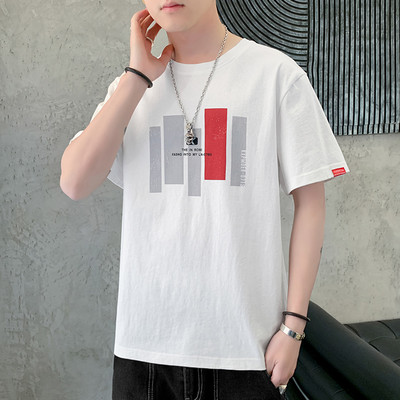 Ανδρικό μπλουζάκι νέο μοντέλο με τύπωμα και κοντά μανίκια - τρία χρώματα