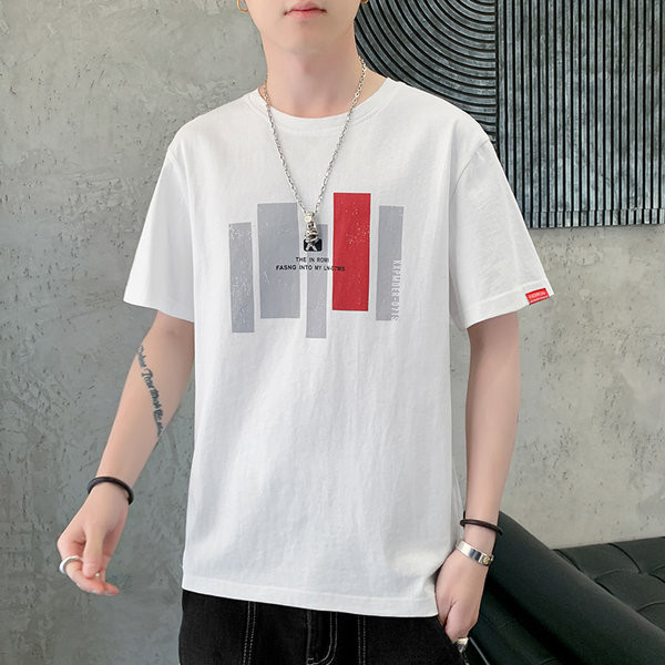 Ανδρικό μπλουζάκι νέο μοντέλο με τύπωμα και κοντά μανίκια - τρία χρώματα