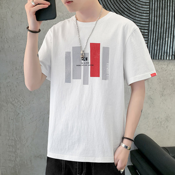 Ανδρικό μπλουζάκι νέο μοντέλο με τύπωμα και κοντά μανίκια - τρία χρώματα