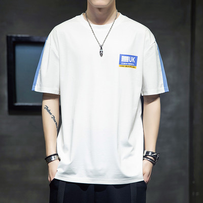 Casual ανδρικό μπλουζάκι με κοντά μανίκια και οβάλ λαιμόκοψη σε διάφορα χρώματα