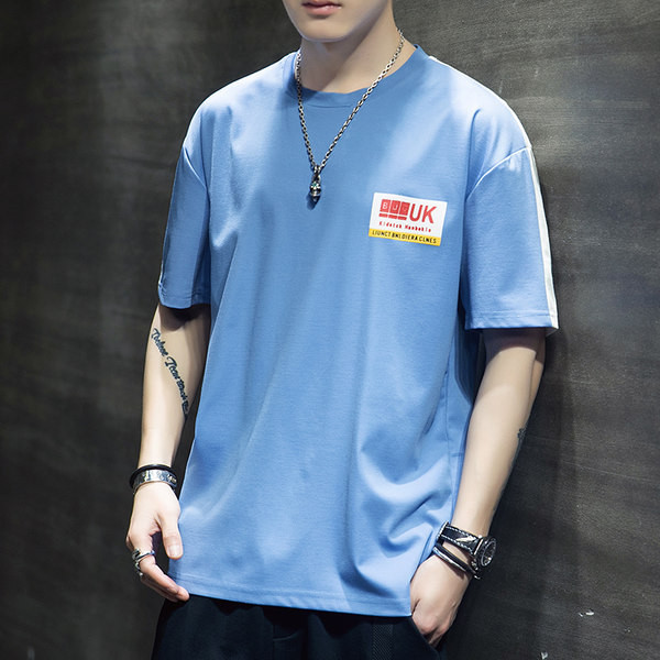 Casual ανδρικό μπλουζάκι με κοντά μανίκια και οβάλ λαιμόκοψη σε διάφορα χρώματα