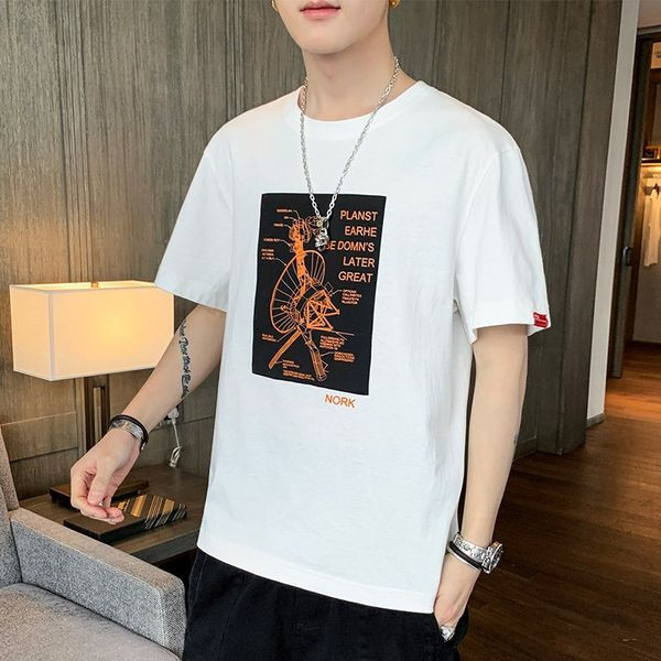 Meeste puuvillane 3/4 varrukate ja pealdisega T-särk