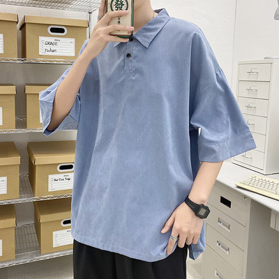 Φαρδιά μπλούζα με 3/4 μανίκια και κλασικό κολάρο