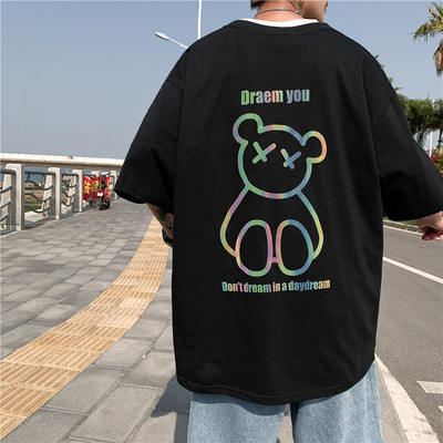 Φαρδύ μοντέλο ανδρικό μπλουζάκι με απλικέ χρώμα