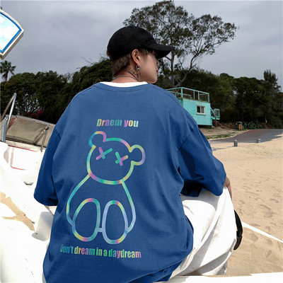 Φαρδύ μοντέλο ανδρικό μπλουζάκι με απλικέ χρώμα