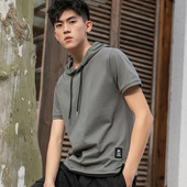 Uue mudeli lühikeste varrukate ja kapuutsiga meeste T-särk