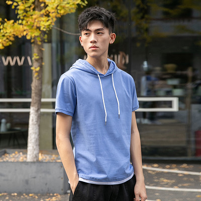 Uue mudeli lühikeste varrukate ja kapuutsiga meeste T-särk