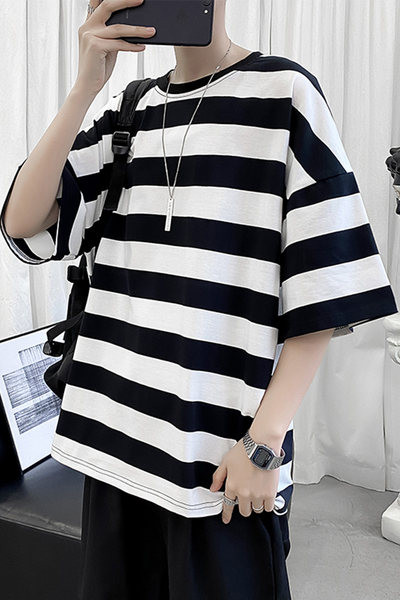 Лятна раирана тениска за мъже