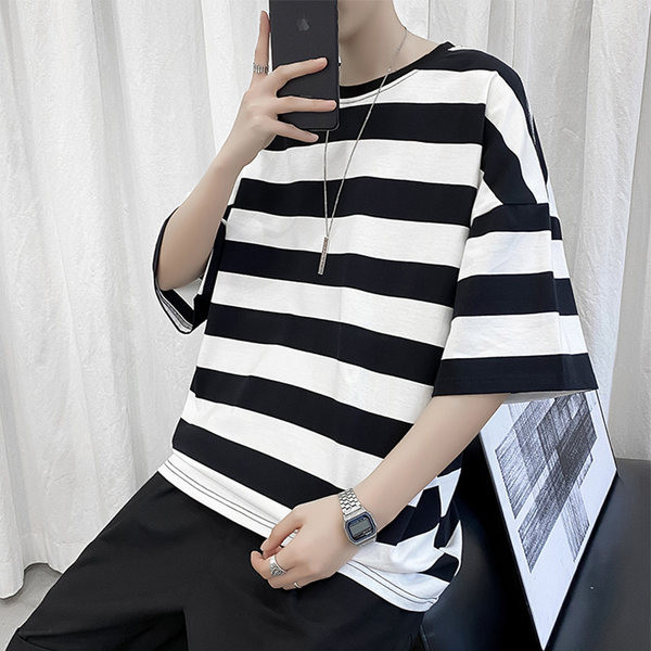 Лятна раирана тениска за мъже