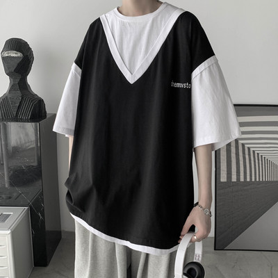 Ανδρικό μπλουζάκι με οβάλ λαιμόκοψη και 3/4 μανίκια