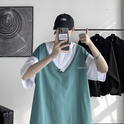 Ανδρικό μπλουζάκι με οβάλ λαιμόκοψη και 3/4 μανίκια