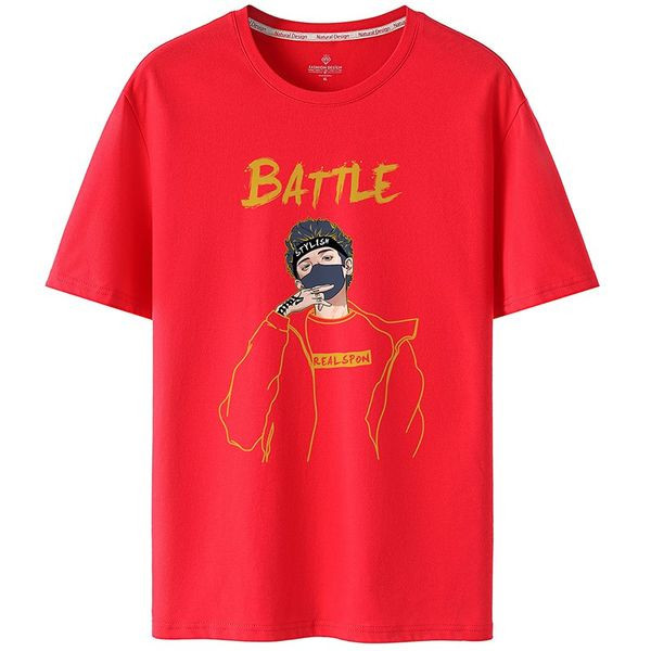 Aplikatsiooni ja pealdisega meeste t-särk