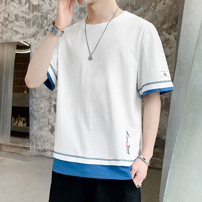 Vabaaja meeste lühikeste varrukatega T-särk ja kiri – ovaalne kaelus