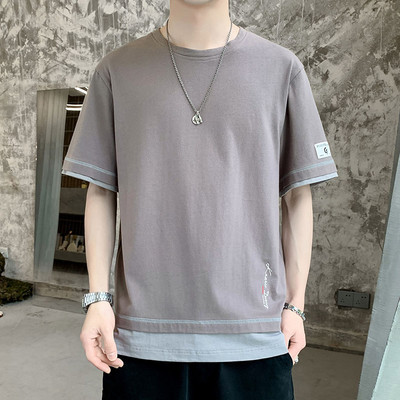 Vabaaja meeste lühikeste varrukatega T-särk ja kiri – ovaalne kaelus