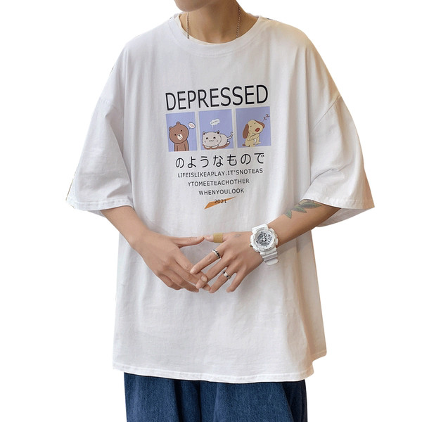 Ανδρικό μπλουζάκι με απλικέ χρώμα και οβάλ λαιμόκοψη