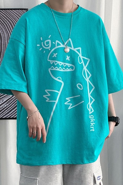 Ανδρικό μπλουζάκι με τύπωμα - φαρδύ μοντέλο