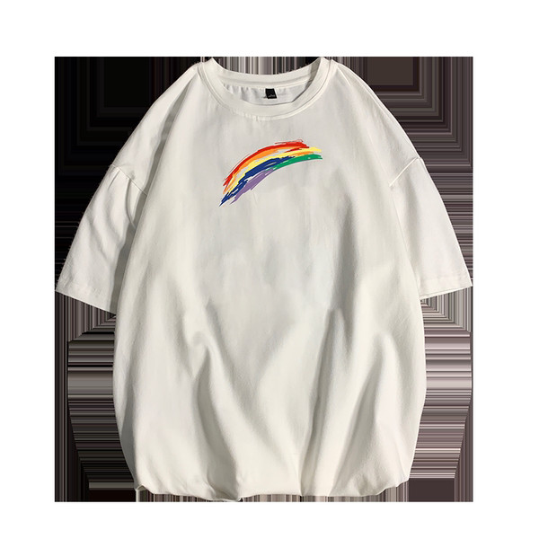 Ανδρικό t-shirt φαρδύ μοντέλο με χρωματιστό απλικέ