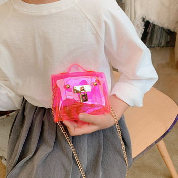 Μοντέρνα παιδική διαφανής τσάντα με αγκράφα για κορίτσια