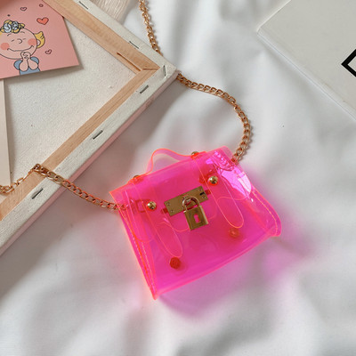 Μοντέρνα παιδική διαφανής τσάντα με αγκράφα για κορίτσια