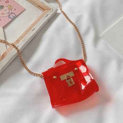 Μοντέρνα παιδική διαφανής τσάντα με αγκράφα για κορίτσια