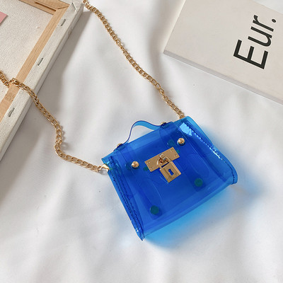 Μοντέρνα παιδική διαφανής τσάντα με αγκράφα για κορίτσια