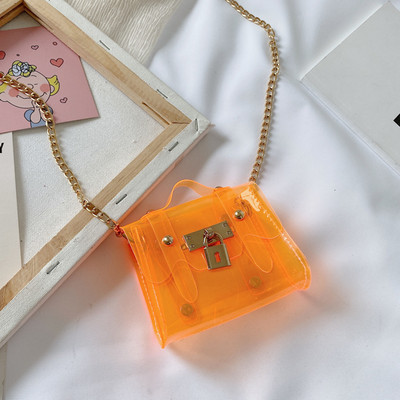 Μοντέρνα παιδική διαφανής τσάντα με αγκράφα για κορίτσια