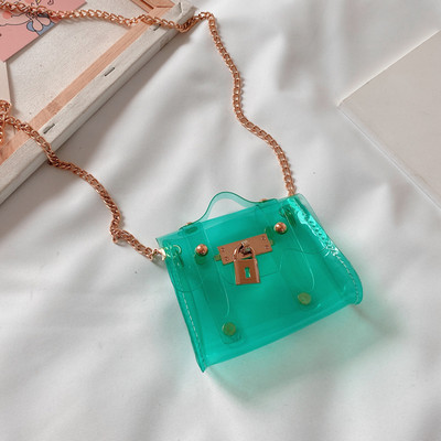 Μοντέρνα παιδική διαφανής τσάντα με αγκράφα για κορίτσια