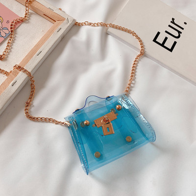 Μοντέρνα παιδική διαφανής τσάντα με αγκράφα για κορίτσια