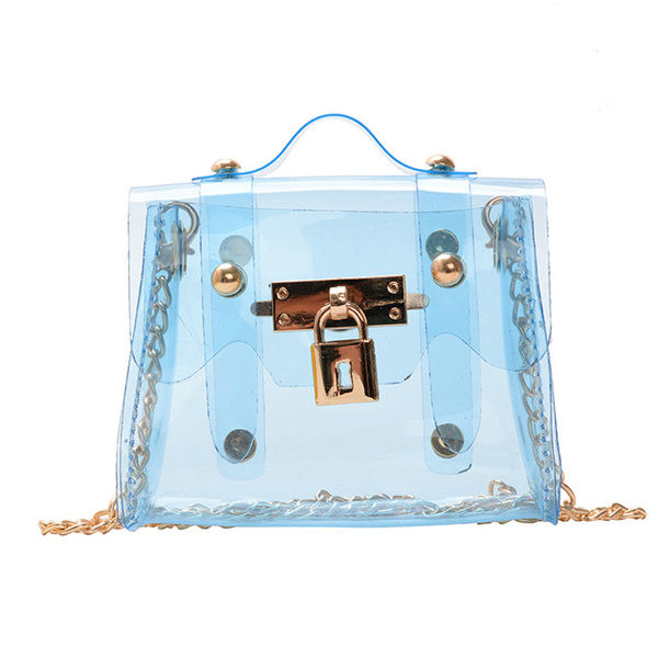 Μοντέρνα παιδική διαφανής τσάντα με αγκράφα για κορίτσια