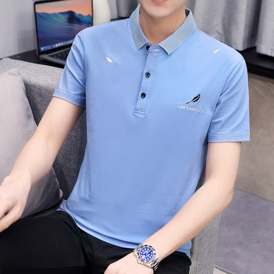 Ανδρική μπλούζα με κλασικό γιακά και κέντημα σε διάφορα χρώματα