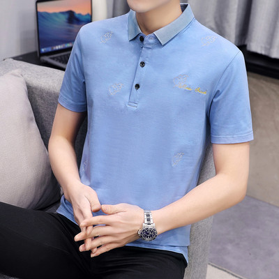 Ανδρική μπλούζα με κλασικό γιακά και κέντημα σε διάφορα χρώματα