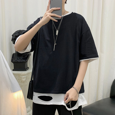 Puuvillane ühevärviline T-särk tavaline mudel