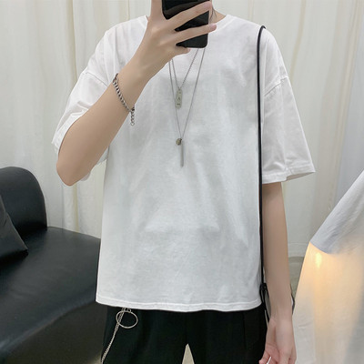 Puuvillane ühevärviline T-särk tavaline mudel