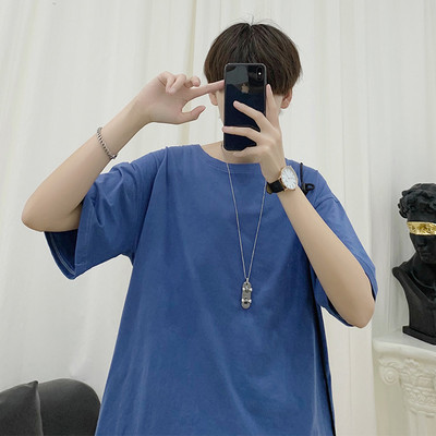 Puuvillane ühevärviline T-särk tavaline mudel