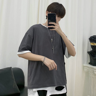 Puuvillane ühevärviline T-särk tavaline mudel