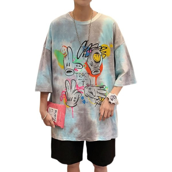 Casual värvilise aplikatsiooni ja 3/4 varrukatega T-särk