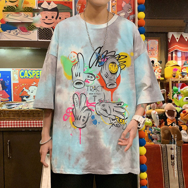 Casual värvilise aplikatsiooni ja 3/4 varrukatega T-särk