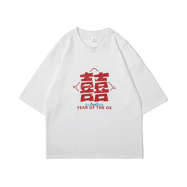 Φαρδύ μοντέλο ανδρικό μπλουζάκι με απλικέ