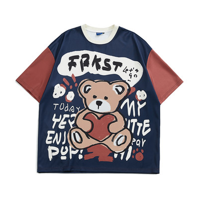 Värviline vabaaja t-särk ovaalse kaelusega