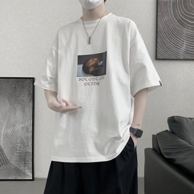 Φαρδύ μπλουζάκι με έγχρωμο απλικέ και 3/4 μανίκια