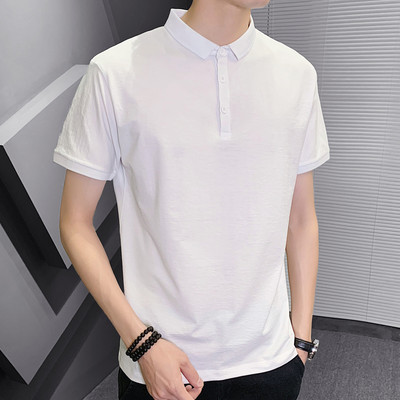 Klassikalise krae ja lühikeste varrukatega ühevärviline meeste pluus