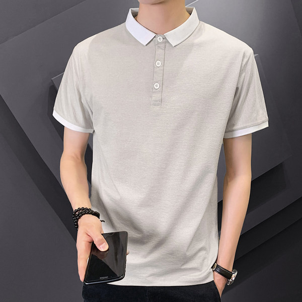 Klassikalise krae ja lühikeste varrukatega ühevärviline meeste pluus