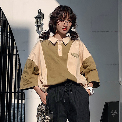 Καλοκαιρινή μπλούζα unisex μοντέλο με κλασικό κολάρο και 3/4 μανίκια