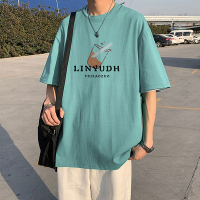 Casual μπλουζάκι με στρογγυλή λαιμόκοψη και πολύχρωμο απλικέ για άντρες