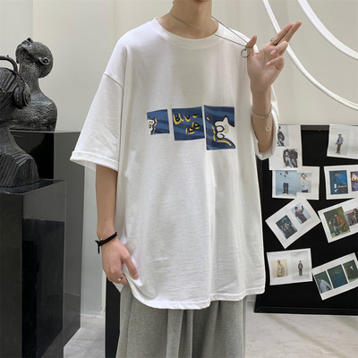 Ανδρικό μπλουζάκι φαρδύ μοντέλο με απλικέ χρώμα