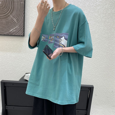 Ανδρικό μπλουζάκι φαρδύ μοντέλο με απλικέ χρώμα