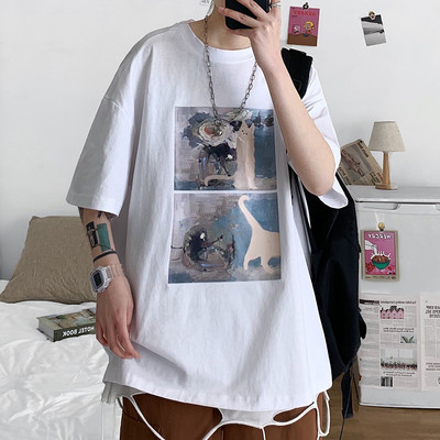 Meeste vabaaja t-särk trükise ja 3/4 varrukatega