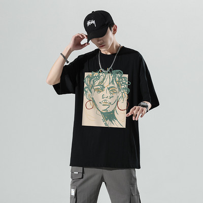 Мъжка тениска с апликация широк модел 