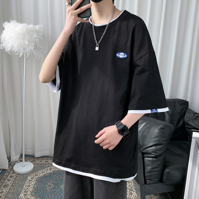 Φαρδύ μπλουζάκι με απλικέ και 3/4 μανίκια